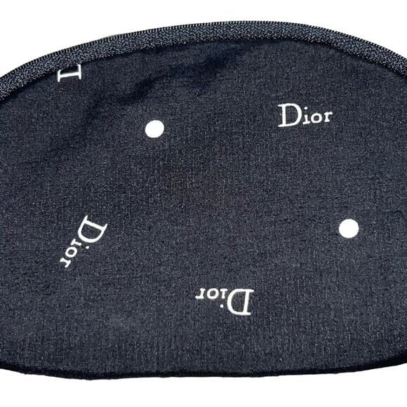 VTG Christian Dior Black Polka Dot Logo Zip Top Makeup a Bag Cosmetic Case Pouch - Picture 7 of 13